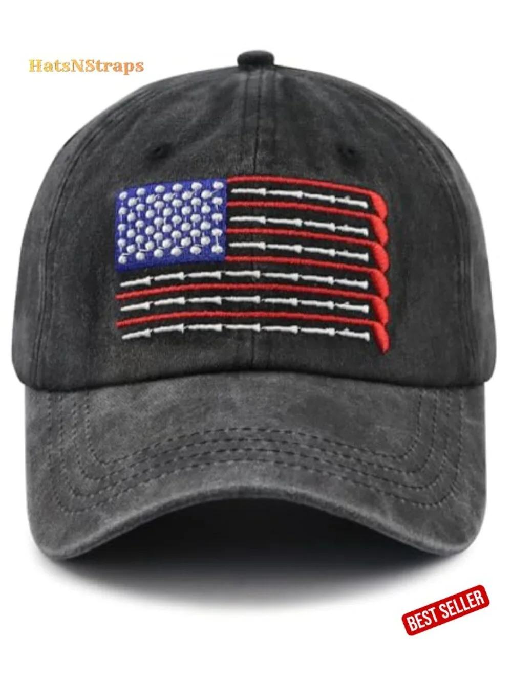 Vintage Adjustable Cotton Golfing Baseball Cap American Flag